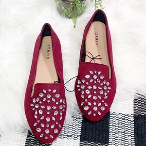 Torrid embellished jeweled burgundy loafers